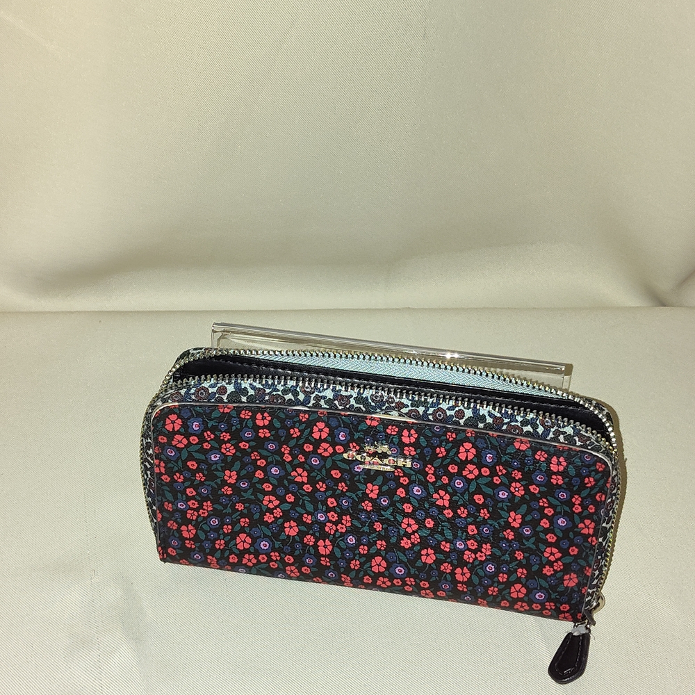 Coach Black and Red Floral Women's Wallet